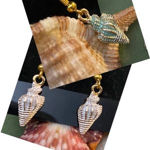 BOGO Beach Life Earrings - Blue or White Shell with Gold Tone Alloy.